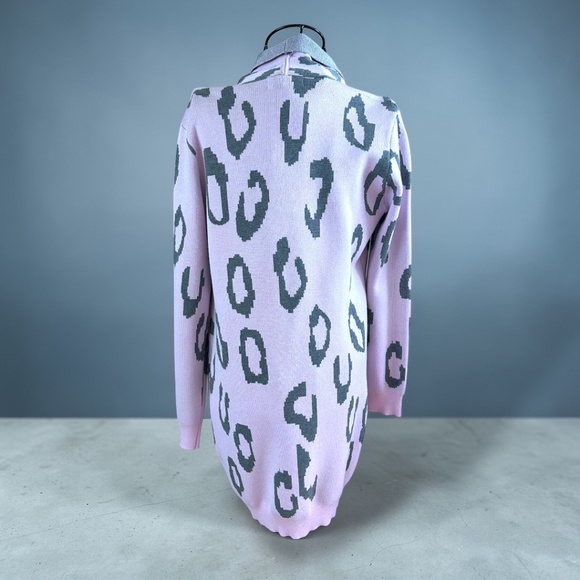 Grace Karin Pink Leopard Print Open Front Cardigan Size Small- Like New - Picture 2 of 4